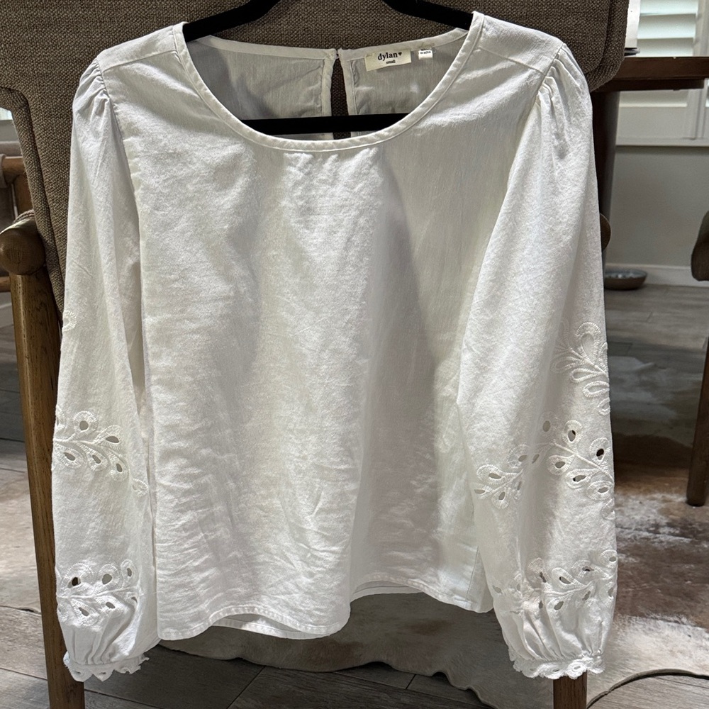 Dylan White Eyelet Sleeve Blouse